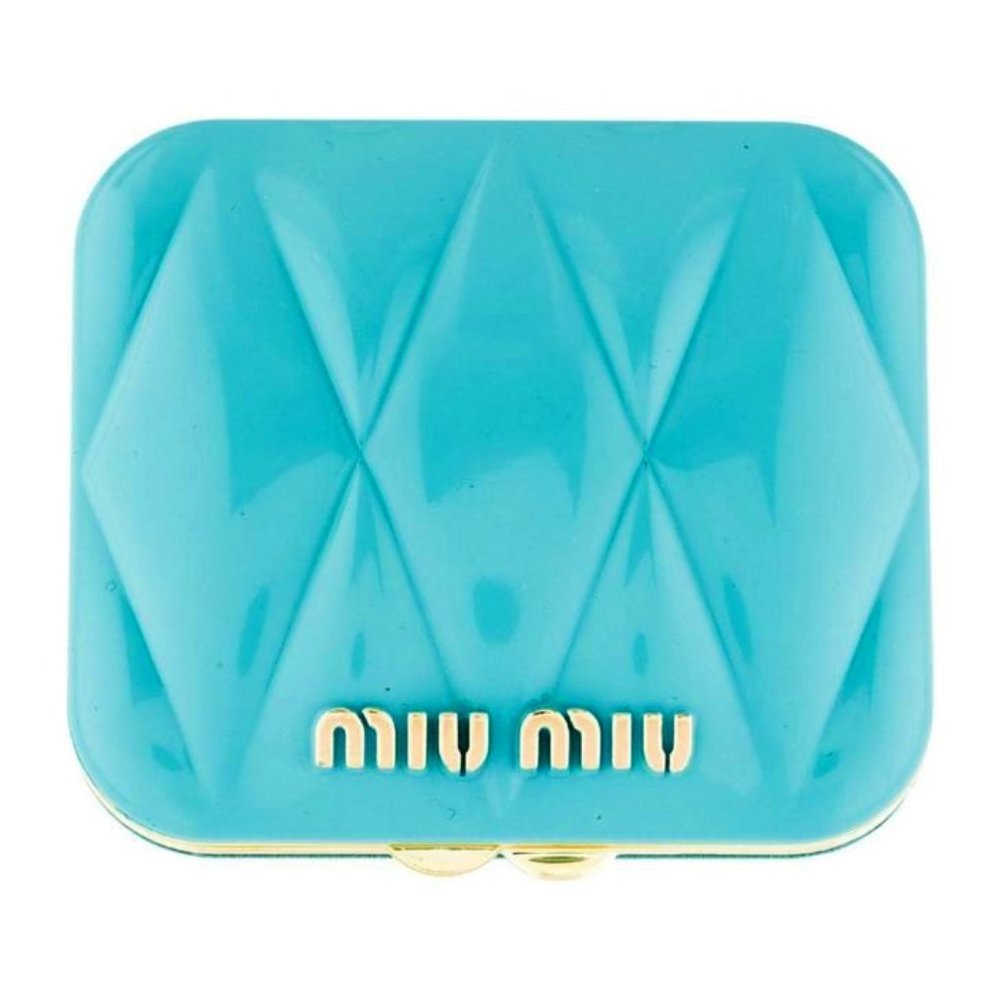✨Luxe MIU MIU Teal Tiffany blue Cute Compact Mirror with Pouch - NEW Sealed Box!